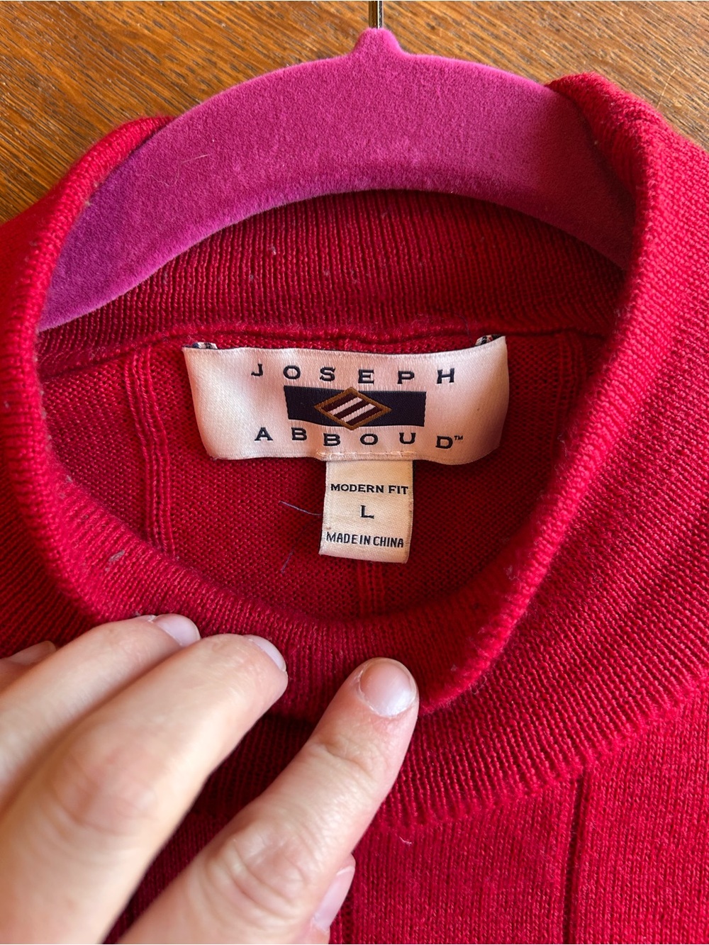 Joseph Abboud Red Wool Crewneck Sweater
